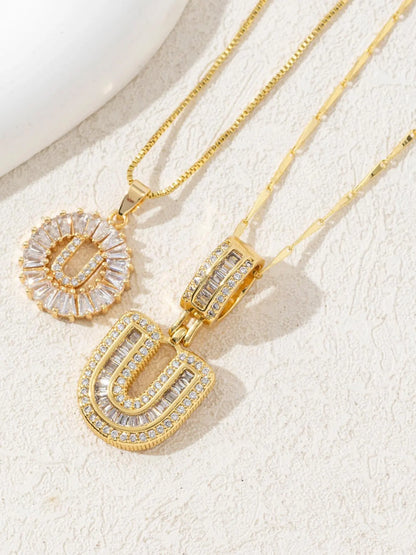 Letter Chain Necklace Set for Women, 26 Pendants with Zirconia Round Floral Design, Sister Matching Gift, Daily Wear Fashion Accessory, Casual Style Necklaces