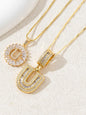 Letter Chain Necklace Set for Women, 26 Pendants with Zirconia Round Floral Design, Sister Matching Gift, Daily Wear Fashion Accessory, Casual Style Necklaces