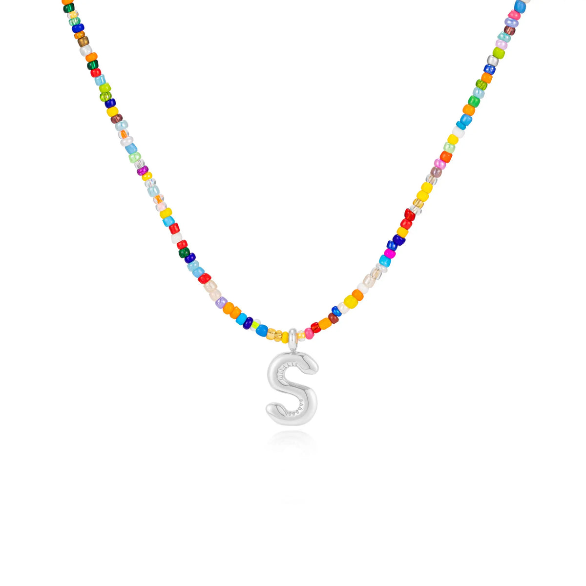 VRIUA Women's Adjustable Beaded Bubble Letter Choker - Personalized Initial Necklace, Handmade Dainty Casual Daily Beach Jewelry, Gifts for Women Lover's Accessory