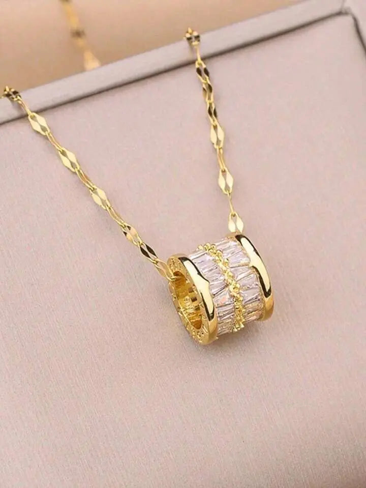 18K Gold Plated Stainless Steel Rhinestone Choker Necklace for Women