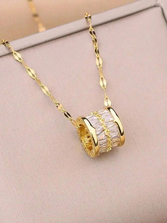 18K Gold Plated Stainless Steel Rhinestone Choker Necklace for Women