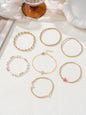 7-Piece Women's Stacking Layered Bracelet Set, Stackable Bracelet, Beaded Bracelet Set, Bead and Imitation Pearl, Cross and Artificial Zircon Four Leaf Clover Accessories, Jewelry Accessories, Stacked Design Bracelets
