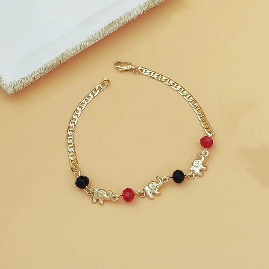 Women's Adjustable Handmade-Look Colorful Beaded Bangle with Metal Elephant Charm, Lightweight Stackable Ethnic Animal Wrist Jewelry for Beach-Festival, Casual Sports & Outdoor Accessory,sohochic