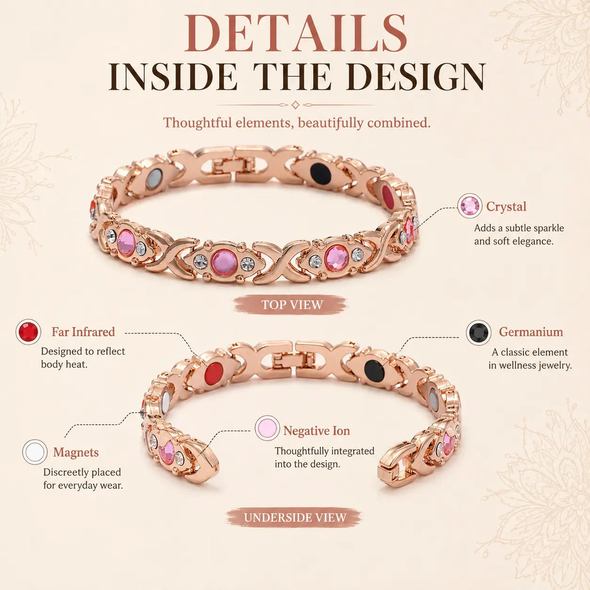 Women's Gold-Tone Magnetic Stacking Bangle - Baroque Crystal Bead Bracelet with Colorful Stones, Exquisite Bracelet for Adults' Daily Casual Wear, Fashion Jewelry Gift