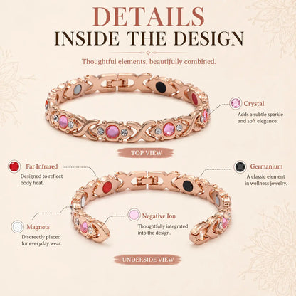 Women's Gold-Tone Magnetic Stacking Bangle - Baroque Crystal Bead Bracelet with Colorful Stones, Exquisite Bracelet for Adults' Daily Casual Wear, Fashion Jewelry Gift