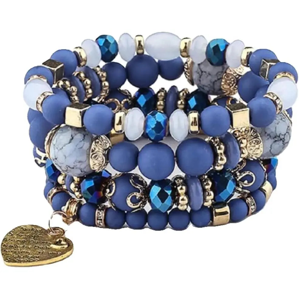 Women Beaded Bracelet Set| Colorful Boho Stackable Trendy Design with Crystal Accents Multilayer Bangle Bracelet| Fashion Stretch Braclets Jewelry for Women