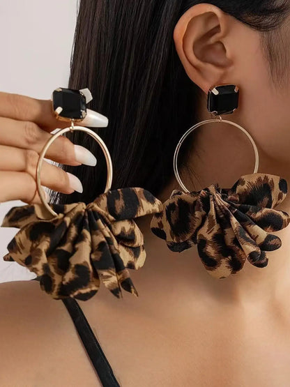 Chunky Leopard Dangle Drop Earrings for Women Fashionable Dangling Earrings Fall Trendy Jewelry Durable Materials Statement Leopard Print 80/90s Earrings Exaggeration Cloth Costume Jewelry Gift, Leopard Print Accessories