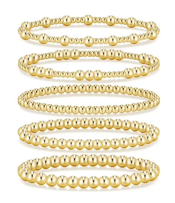 17KM Women's Gold Plated Beaded Bracelet - Adjustable, Waterproof Costume Jewelry, Everyday Wear Bracelet Stacks, Ideal Gifts for Sohochic Casual Accessory Enthusiasts