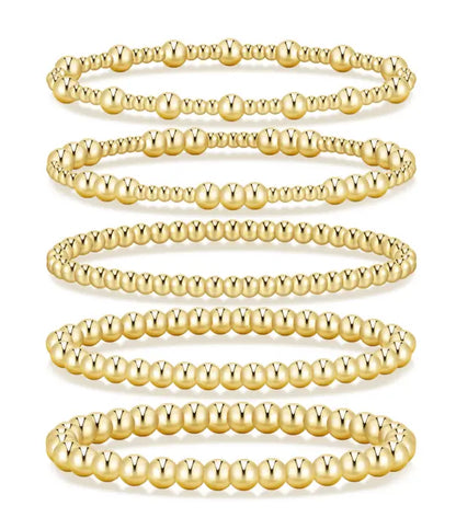 17KM Women's Gold Plated Beaded Bracelet - Adjustable, Waterproof Costume Jewelry, Everyday Wear Bracelet Stacks, Ideal Gifts for Sohochic Casual Accessory Enthusiasts