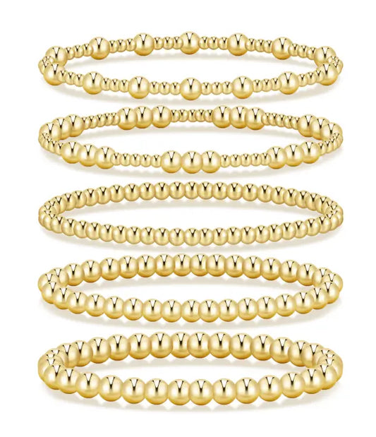 17KM Women's Gold Plated Beaded Bracelet - Adjustable, Waterproof Costume Jewelry, Everyday Wear Bracelet Stacks, Ideal Gifts for Sohochic Casual Accessory Enthusiasts