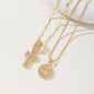 Women's Full diamond Rock sugar 26 letters Pendant Necklace Set Copper with zircon and gold plating Gold‑plated Round shape Flowers Fashion Accessories Layered Jewelry Set