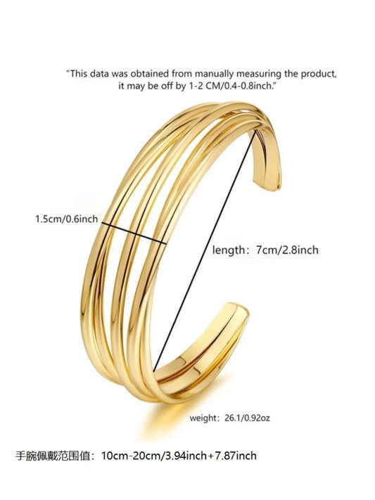 Women's Elegant Minimalist Cuff Bangle Bracelet, Trendy Exquisite Cuff Bangle, Fashionable Bangle, Adjustable Minimalist Bangle, Chic All-match Vintage Jewelry As Gift for Girlfriend, Open Cuff Bangle, Adjustable Copper Bracelet