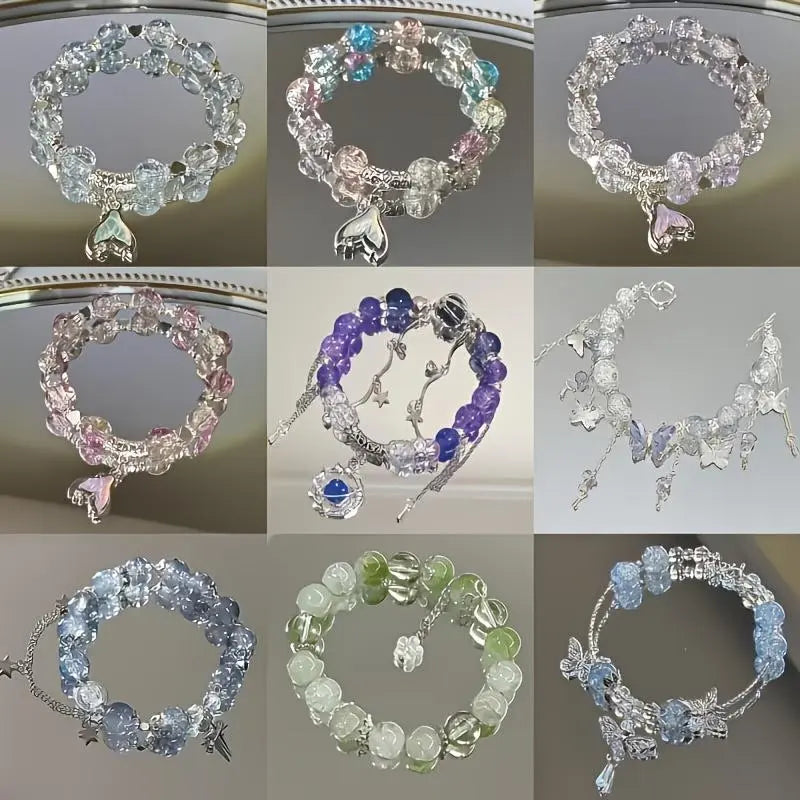 Women's 35pcs Bohemian Beaded Bracelet Set - Layered Charm Bangles with Multicolor Beads, Floral, Butterfly Pendants, Bracelet Stacking for Daily Wear, Anniversary Gift Jewelry, sohochic