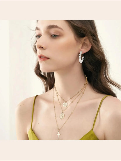 46 Pcs Gold Plated Elegant Fashionable Matching Jewelry Set, Necklace Gift Set for Women, Necklace & Bracelets & Knuckle Rings & Ear Cuffs & Earrings, Women's Accessories