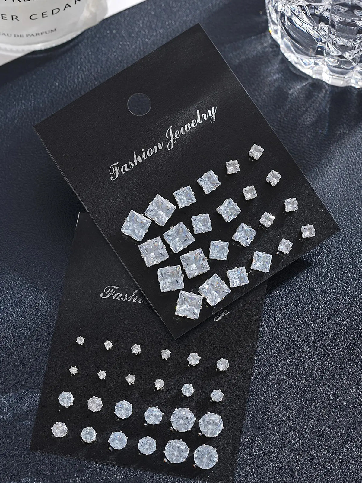 Unisex Punk Street Style Rhinestone Stud Earrings, 24 Pairs Temperament Geometric Design Stud Earrings, Trendy All-match & Exquisite Jewelry for Birthday Gift, Unique Design Earrings Stud Earring Sets