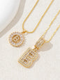 Letter Chain Necklace Set for Women, 26 Pendants with Zirconia Round Floral Design, Sister Matching Gift, Daily Wear Fashion Accessory, Casual Style Necklaces