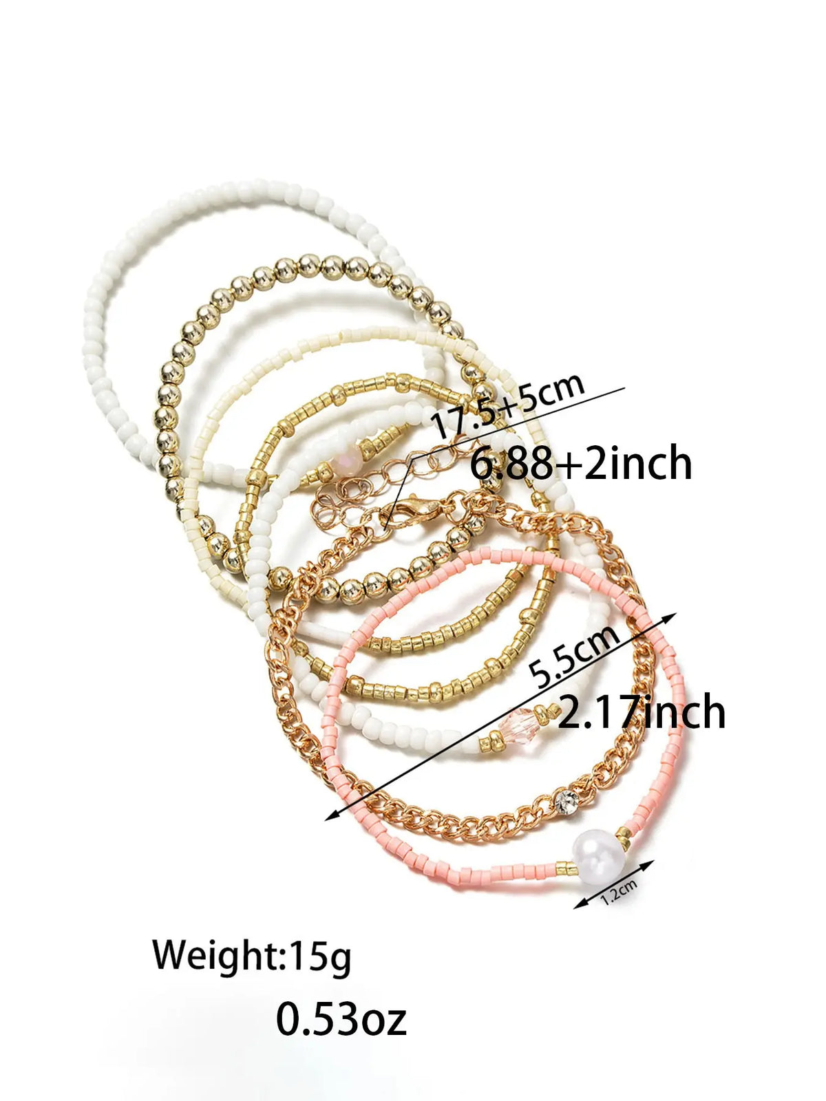 7-Piece Women's Bracelet Set, Elegant Beaded Zircon Jewelry, Boho Style Faux Pearl Layered Adjustable Bracelets, Perfect for Daily & Party Wear, Gift Idea