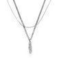 Unisex 2-Layered Hip-Hop Pendant Necklace with Delicate Feather Charm, Polyester Layered Chain Necklaces, 18.0in Adjustable Chain + 1.9in Extension, Streetwear Casual Accessory for Daily Styling