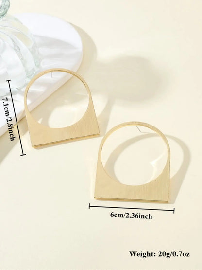 Fashionable Geometric Hollow Out Round Metal Large Hoops Shape Earrings for Women, Simple Party Club Personality Versatile Earrings Ear Hoops, Fashion Jewelry Party