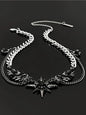 Hiphop Trendy Dark Style Starburst Wings Design Necklace, Punk Personalized Unisex Party Hiphop Necklace, Men Women Fashion Jewelry, Star Shine Necklace, Bling Chain, Alloy Necklace