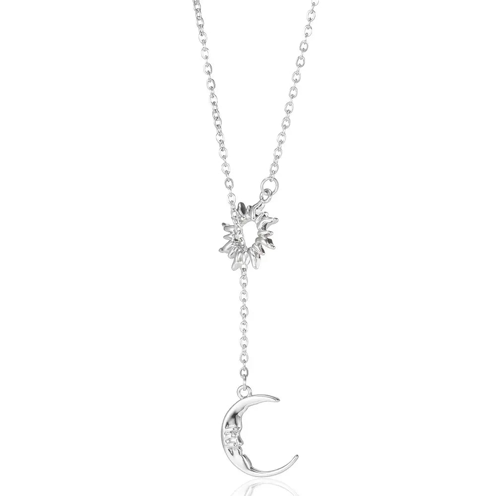 Sun & Moon Design Pendant Necklace for Women & Girls, Fashion Jewelry for Party, Daily Clothing Decor, Trendy All-match & Exquisite Jewelry for Birthday Gift, Minimalist Necklaces