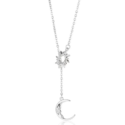 Sun & Moon Design Pendant Necklace for Women & Girls, Fashion Jewelry for Party, Daily Clothing Decor, Trendy All-match & Exquisite Jewelry for Birthday Gift, Minimalist Necklaces