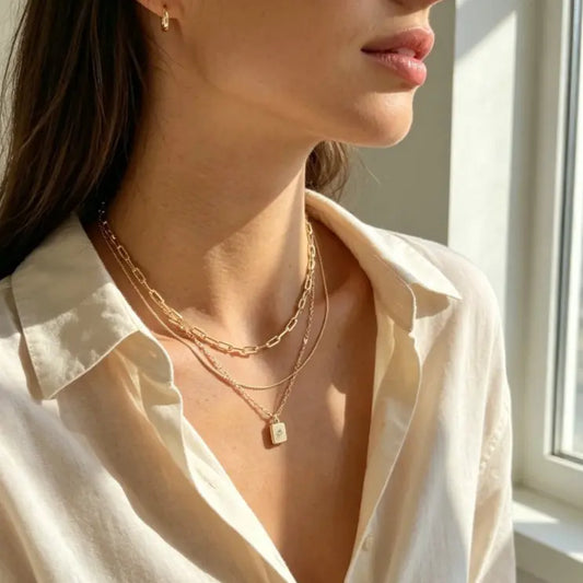 Women's 3-Piece Grid Paperclip Box Chain Necklaces Set for Leisure Indoor Recreation - Minimalist Rectangle Pendant with Sparkling Star Artificial Zircon, Layering Ready, Comfortable Fit, Daily Wear Jewelry