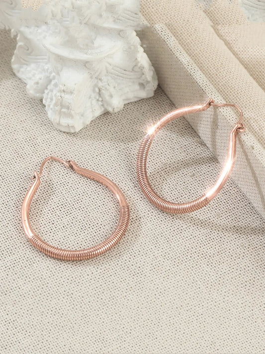 Copper Hoop Earrings Wire Wrap Hoops Copper Hoops Big Earrings Rustic Casual Trendy Jewelry Large Hoop Earrings Large Hoops Bohemian Earrings