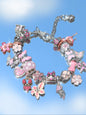 Vintage Flower Charm Bracelet, Cherry Blossom Bracelet, Tulip Flower Bracelet, Vintage Butterfly Bracelet, Vacation Style Bracelet, Floral Charm Bracelets