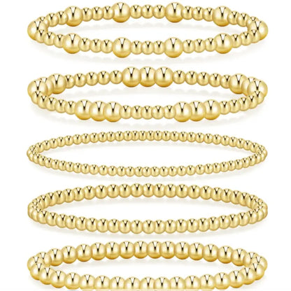 17KM Women's Gold Plated Beaded Bracelet - Adjustable, Waterproof Costume Jewelry, Everyday Wear Bracelet Stacks, Ideal Gifts for Sohochic Casual Accessory Enthusiasts