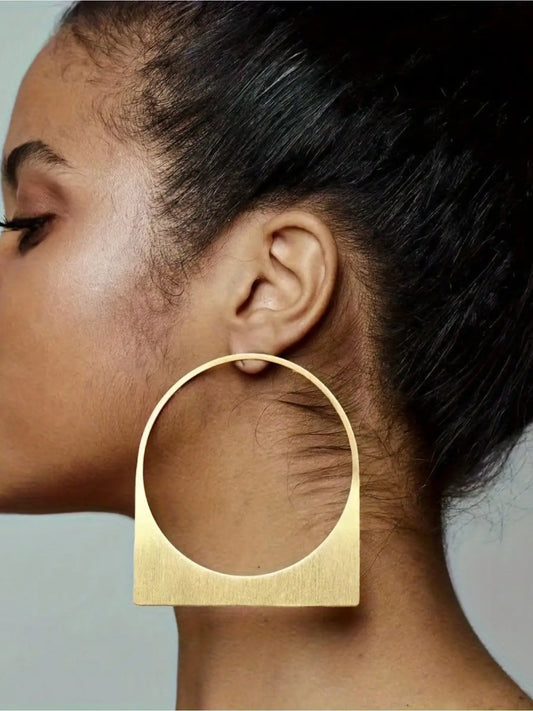 Fashionable Geometric Hollow Out Round Metal Large Hoops Shape Earrings for Women, Simple Party Club Personality Versatile Earrings Ear Hoops, Fashion Jewelry Party
