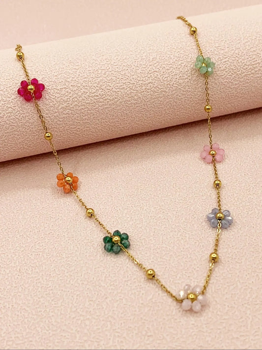 Boho Style Flower Decor Necklace, Clavicle Chain Necklace, Casual Versatile Fashion Accessories for Women, Minimalist Cute Jewelry Gift, Goddess Necklace, Clavicular Necklace, Collarbone Chain, Decorative Necklace, Fashion Accessory Necklace