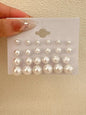 12 Pairs/24 Pieces Classic Faux Pearl Zircon Pearls Earrings Set, Mixed Sizes Elegant Ear Jewelry Combo, Women's Daily Minimalist Gift