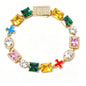 Colorful Dopamine Zircon Bracelet, Iced-Out Cross Gemstone Hip Hop Bracelet for Men and Women