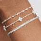 Women's 3pc Adjustable Bracelets Set - 14K Gold-Plated & Silver-Tone Layered Link Chains with Zirconia Beads, 7.9in Classic Exquisite Fashion Wrist Jewelry for Daily Stacking, Jewelry for Women