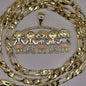 Gold Plated Chain and Pendant Set - 22" 4mm Chain with Tricolor Charms for Boys & Girls - Perfect Gift for Mom Aunt Niece Daughter