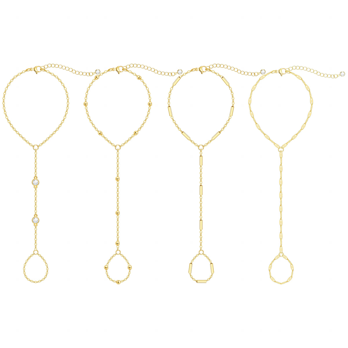 17KM 3Pcs New Dainty Stackable Ring Hand Chain, Adjustable 14K Gold-Plated Trendy Bracelets for gift summerwins, Gold Stacked Bracelets, Layered Gold Bracelets