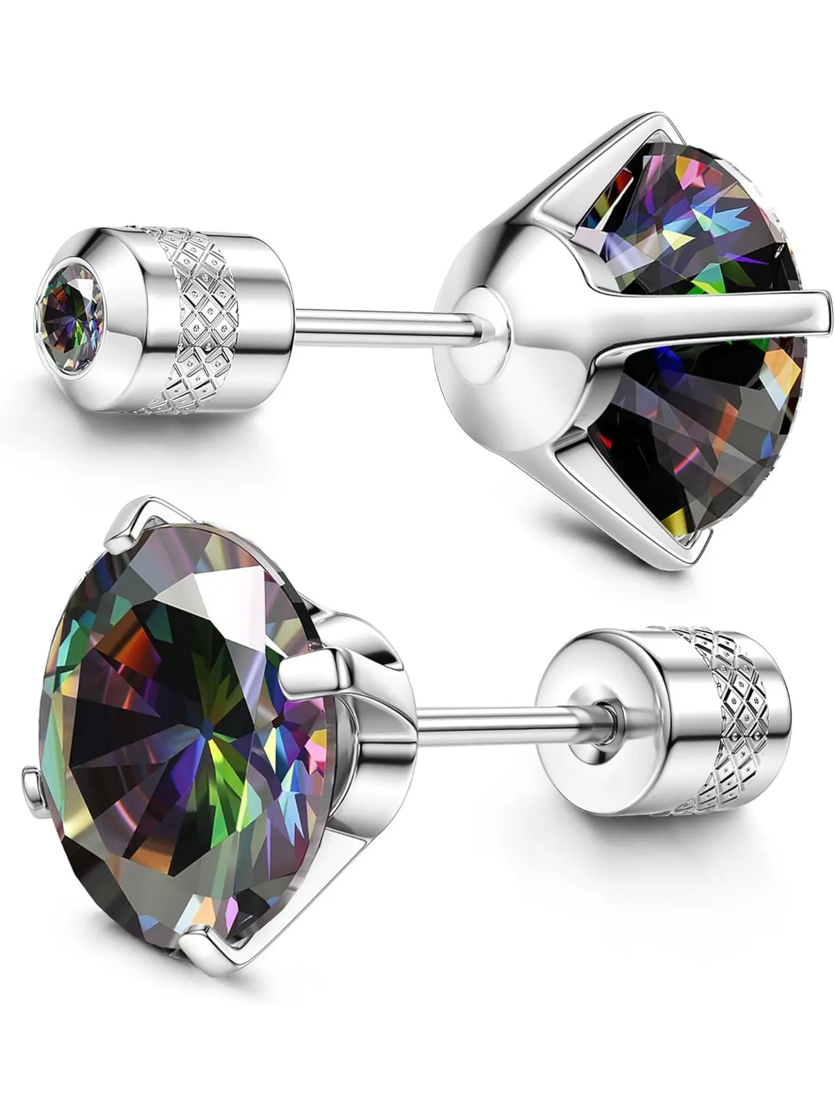 Hypoallergenic G23 Titanium Screw Back Earrings, 20g Pure Titanium Posts, 5a Cz Studs for Sensitive Ears, Sparkling Zirconia, Cubic Zirconia, Unisex Casual Trendy Jewelry, Hypoallergenic Lightweight Earrings, Shining Earrings, High Quality Earrings