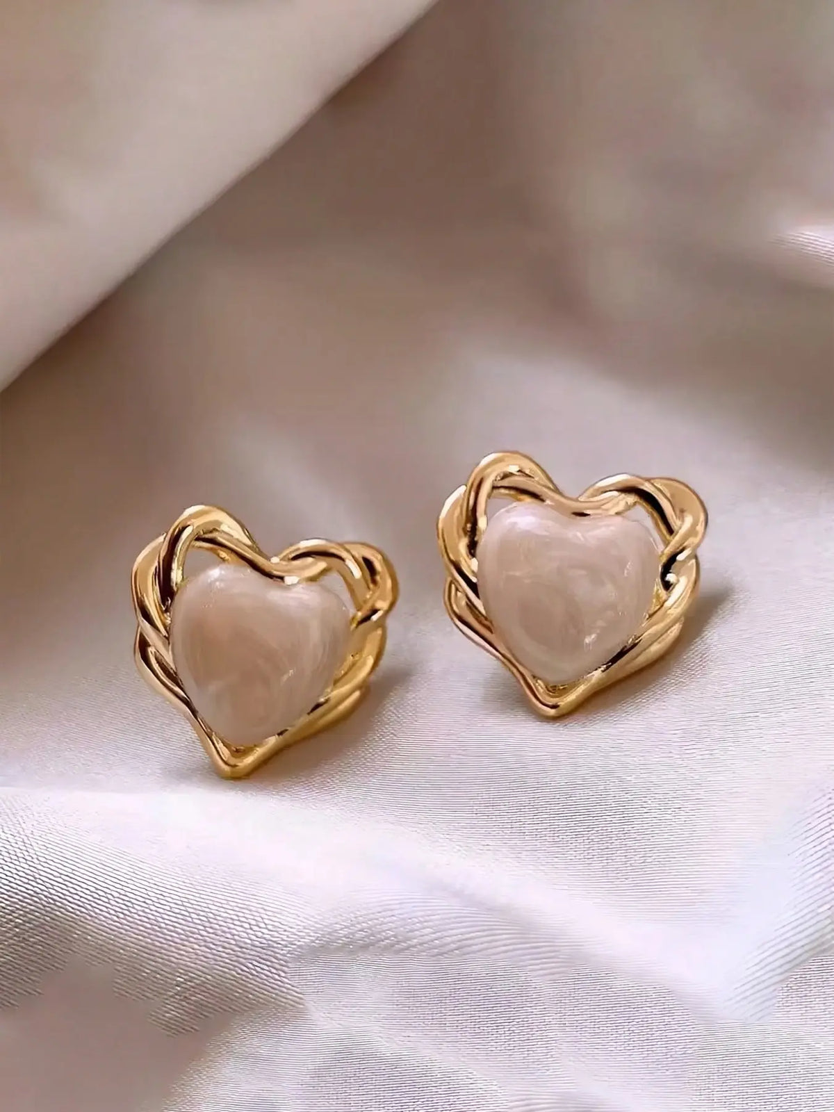 Vintage Round Faux Pearl Shell Drop Heart Shape Earrings, 4 Pairs/set, Earring Pack, Earring Stacking Set, French Style Design, Ideal for Everyday & Special Occasions, Versatile Accessory, Exquisite Jewelry Gift, Earring Stacks