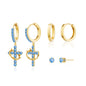 Tewiky Colorful Crown Cross Earrings For Women Dainty CZ Cross Pendant Earrings Hypoallergenic Non Tarnish Earrings Trendy Jewelry Christian Gift For Girls For Easter