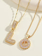 Letter Chain Necklace Set for Women, 26 Pendants with Zirconia Round Floral Design, Sister Matching Gift, Daily Wear Fashion Accessory, Casual Style Necklaces