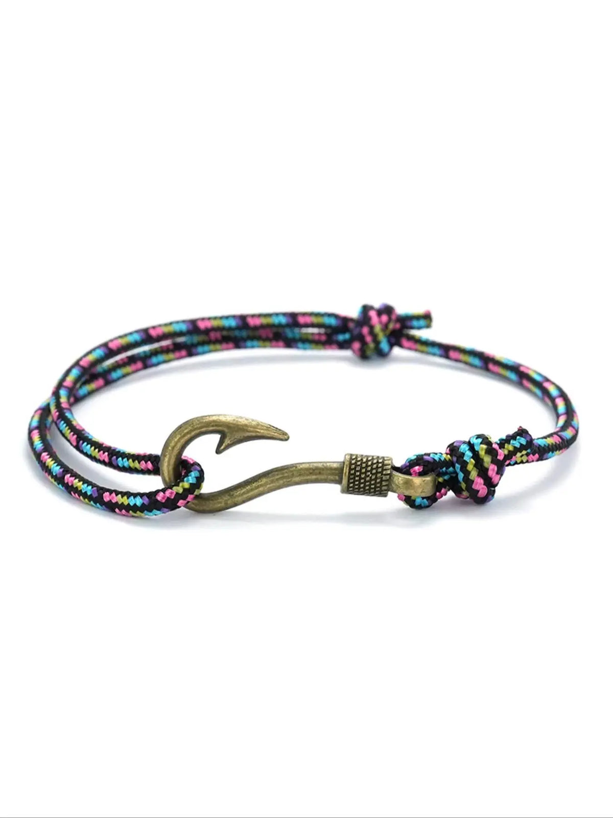 Men's Vintage Fish Hook Design Braided Bracelet, Adjustable Handmade Nautical Bracelet, Fashion Accessories for Men & Boys, Fashionable Bracelet, Trendy Stackable Bracelet, Bracelet Jewelry, Fashionable Bracelet Style