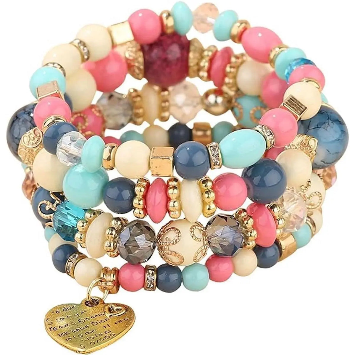 Women Beaded Bracelet Set| Colorful Boho Stackable Trendy Design with Crystal Accents Multilayer Bangle Bracelet| Fashion Stretch Braclets Jewelry for Women