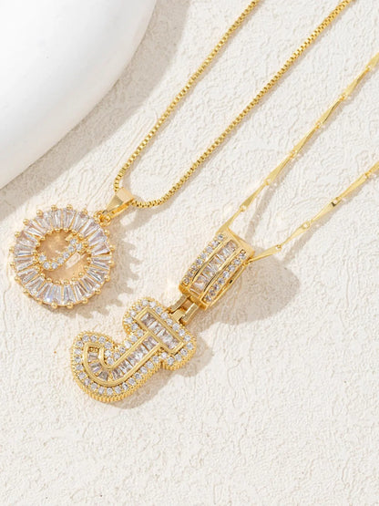 Letter Chain Necklace Set for Women, 26 Pendants with Zirconia Round Floral Design, Sister Matching Gift, Daily Wear Fashion Accessory, Casual Style Necklaces