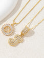 Letter Chain Necklace Set for Women, 26 Pendants with Zirconia Round Floral Design, Sister Matching Gift, Daily Wear Fashion Accessory, Casual Style Necklaces