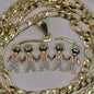 Gold Plated Chain and Pendant Set - 22" 4mm Chain with Tricolor Charms for Boys & Girls - Perfect Gift for Mom Aunt Niece Daughter