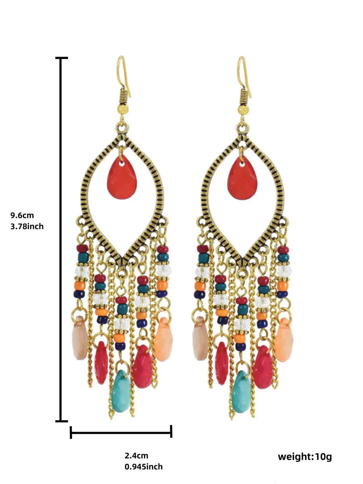 Boho Style Hollow Out Water Drop & Tassel Design Cubic Zirconia Dangle Earrings, with Beaded Decor, Fashionable Jewelry for Women, Daily Clothing Decor, Trendy All-match & Exquisite Jewelry for Birthday Gift