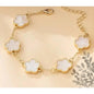 Women's Leopard Chain Bracelet Gold Link Cute Five Petal Flower Charm Resin Cheetah Print Statement Jewelry for Clubwear Gifts