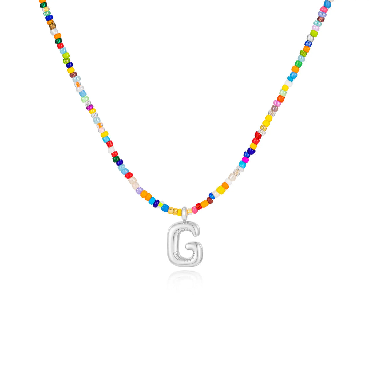 VRIUA Women's Adjustable Beaded Bubble Letter Choker - Personalized Initial Necklace, Handmade Dainty Casual Daily Beach Jewelry, Gifts for Women Lover's Accessory
