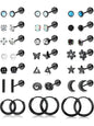 21 Pairs of Stainless Steel Flat Back Earrings, Hoop Earrings and Studs, 20G Screw Back Posts, Flatback Cartilage Earrings for Stacking, Earring Stacks, Hypoallergenic Jewelry for Sensitive Skin, Earrings Set